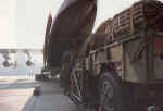 The IAF's IL-76MD heavy lift transport receives a palletized airborne operations load. - http://www.bharat-rakshak.com/LAND-FORCES/Army/Images-1987.html